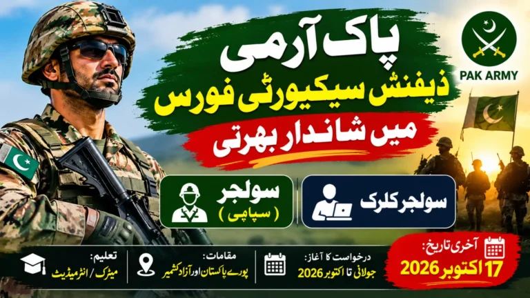 Dsf Pak Army Online Registration Soldier & Clerk Recruitment Schedule