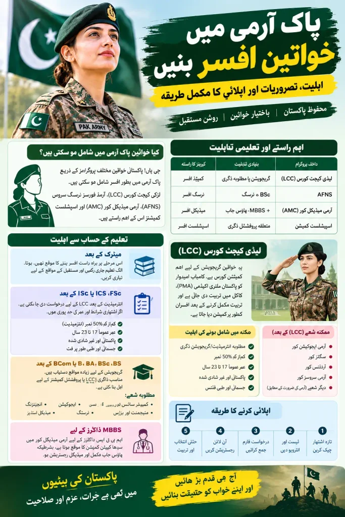 Pak Army Female Officer Jobs Eligibility Requirements & How to Apply