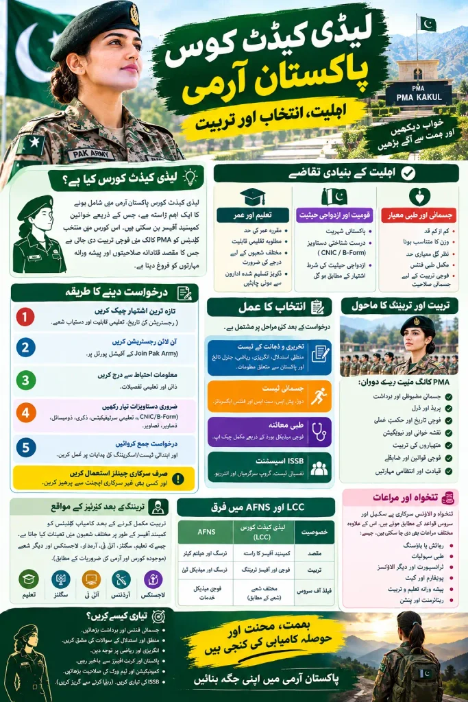 Lady Cadet Course in Pak Army Eligibility, Selection & Training