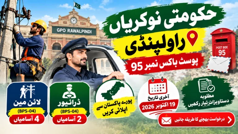 Government Jobs 2026 in Rawalpindi PO Box 95 Apply Online Full Details 2026 Here